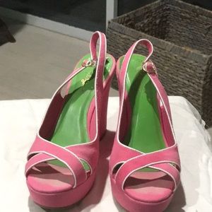 Lilly Pulitzer pink wedges